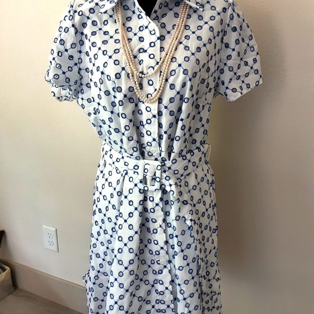 Alexis blue and white dress